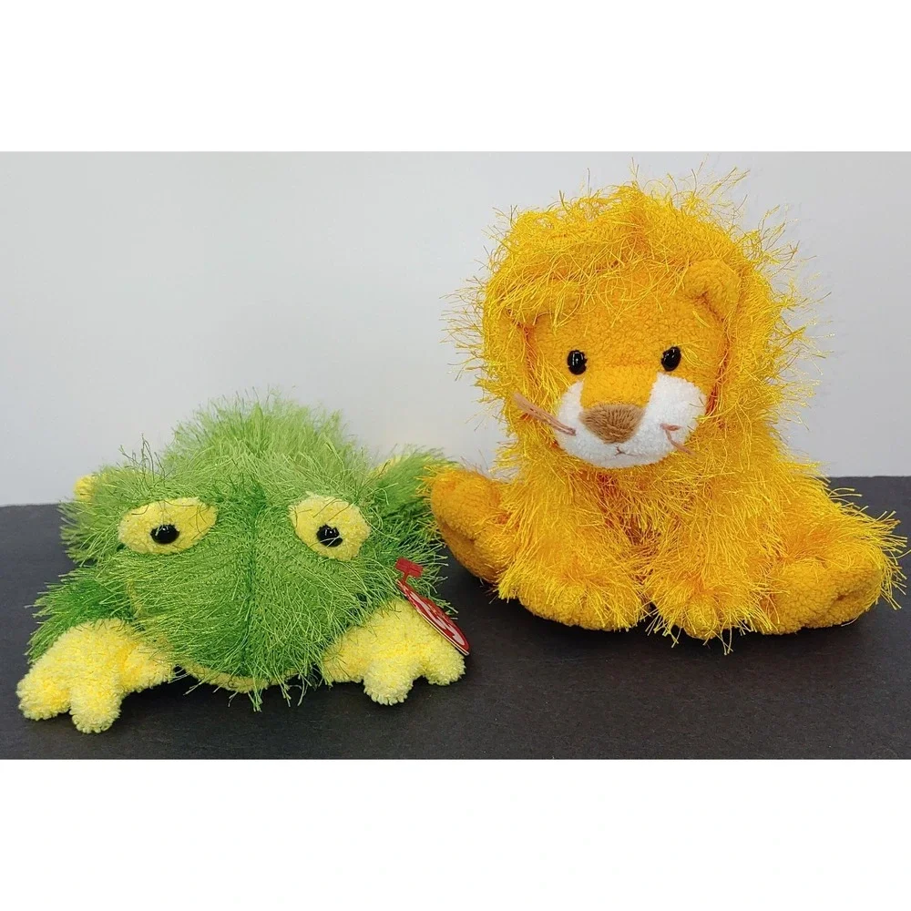 Lot Of 2 Ty Punkies Beanie Hopscotch The Frog And Kitty The Lion Plush Vintage